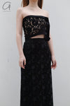 OUDE WAAG lace stitching tube top top OW-23SS-TP01 black
